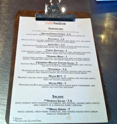 Cafe Helios menu
