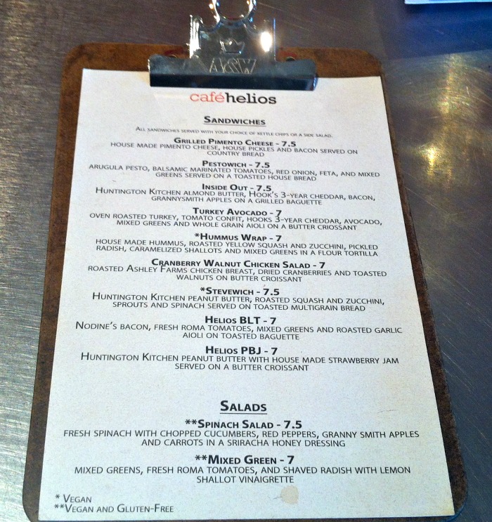 Cafe Helios menu