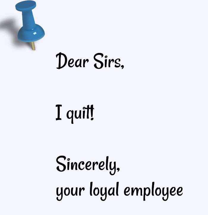Note about quitting a job
