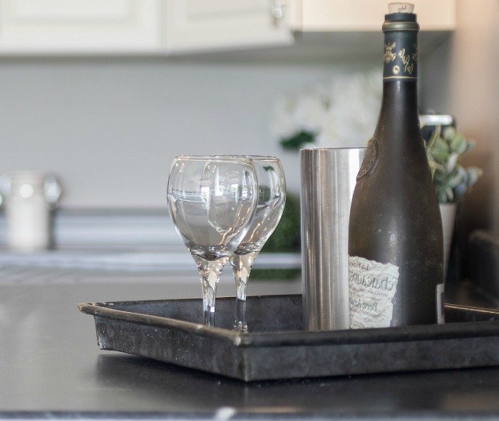 Organization tips - Use a Galvanized tray to hold kitchen items