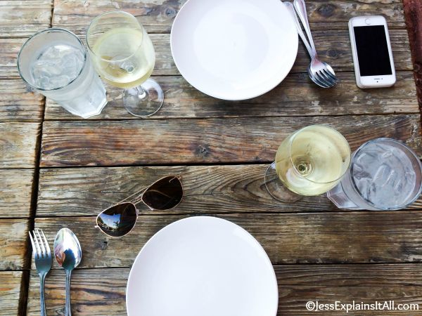 rustic table and dinner setting