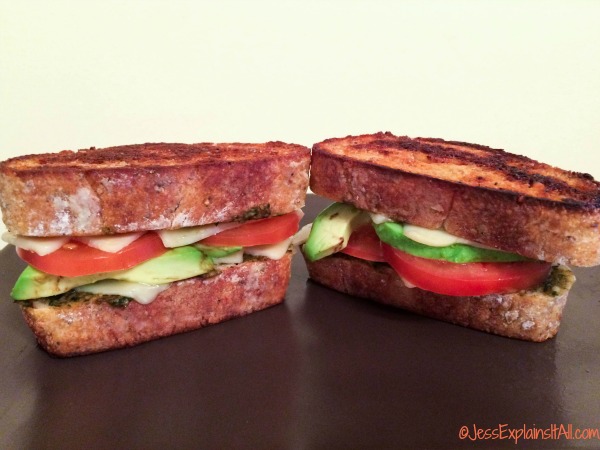 sandwich with tomatoes, avocado and cheese