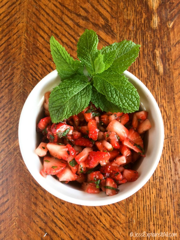 strawberries and mint