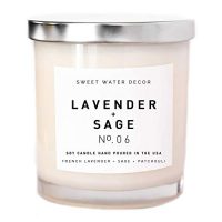 Lavender and Sage Natural Soy Wax Candle in a White Jar | Made in the USA