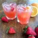 Tropical mocktails in glasses with strawberries